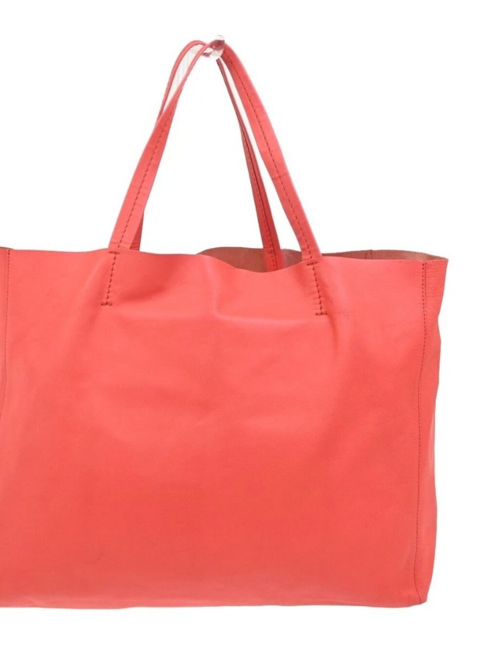 CELINE Logo Horizontal Cabas Tote Shoulder Hand Bag Leather Orange Italy 35ZA290 - Picture 3 of 14